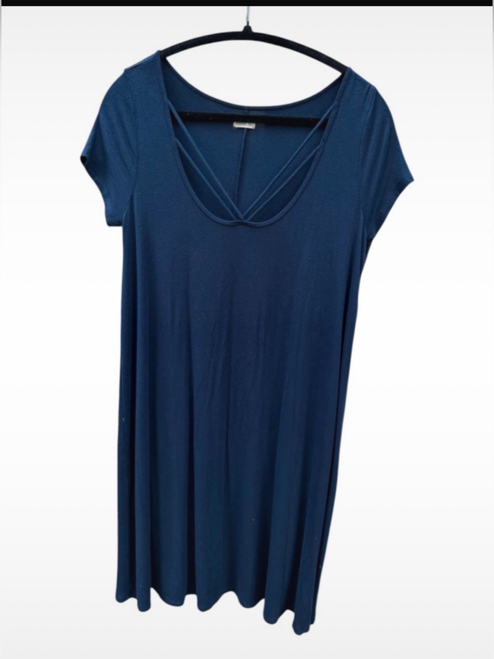 Hollister Strappy Neck Navy Blue Short Sleeve T-Shirt Dress - Size Medium